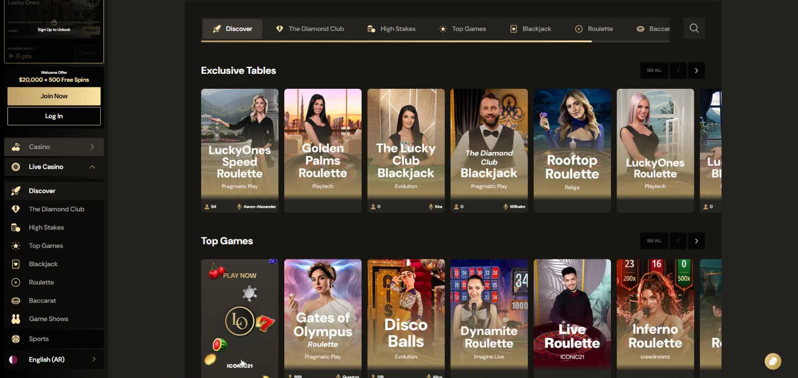 luckyones-live-casino