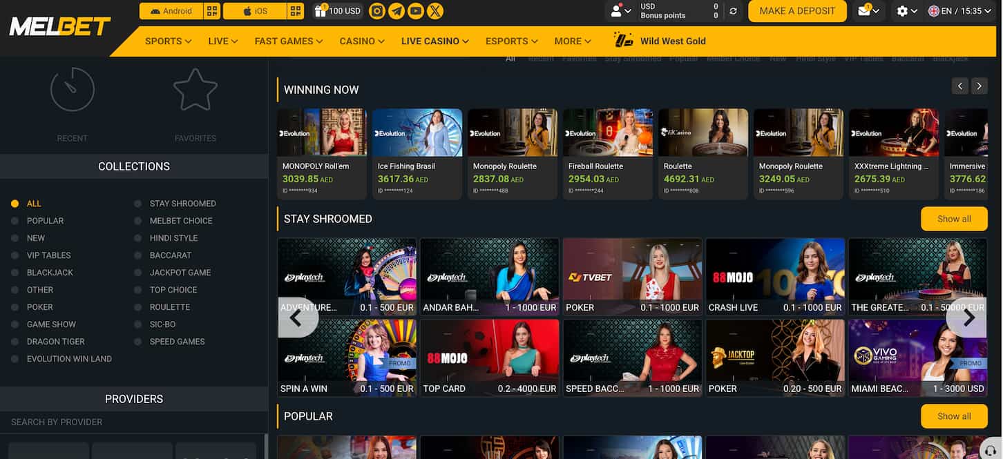 melbet live casino
